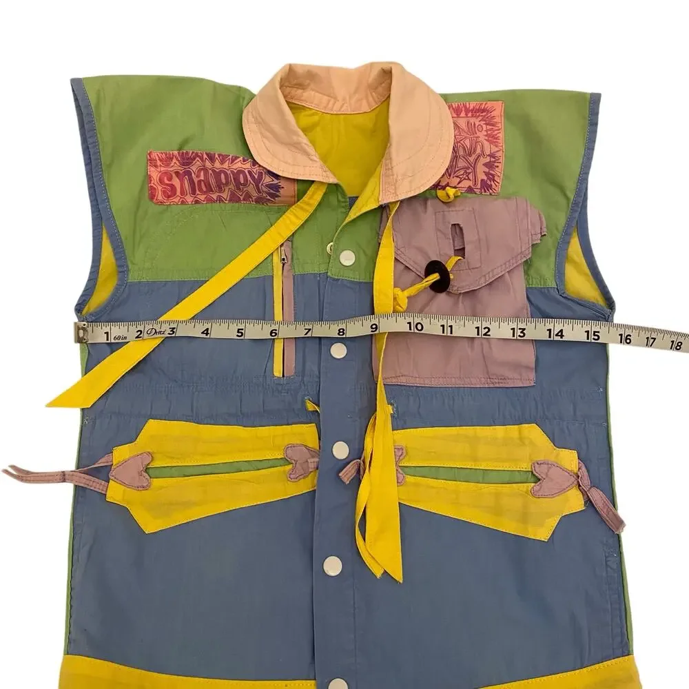 Vintage 80s Colorblock Knee Dits 100% Cotton Vest and Pants Set Kids Size 12